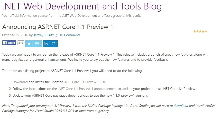 NET-Core v 1.1 Preview 1