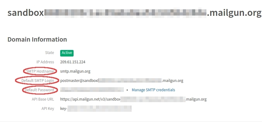 Mailgun SMTP Settings