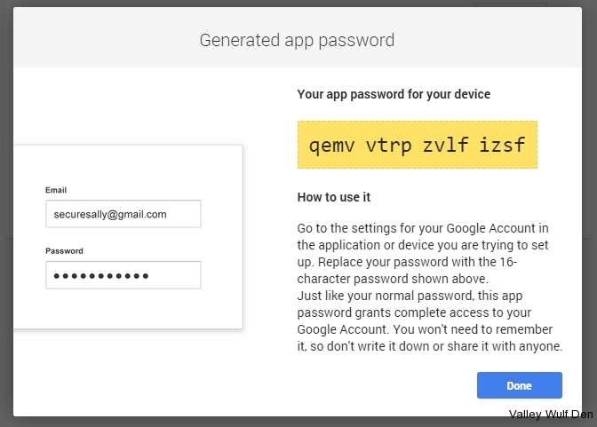 Google Generated Password